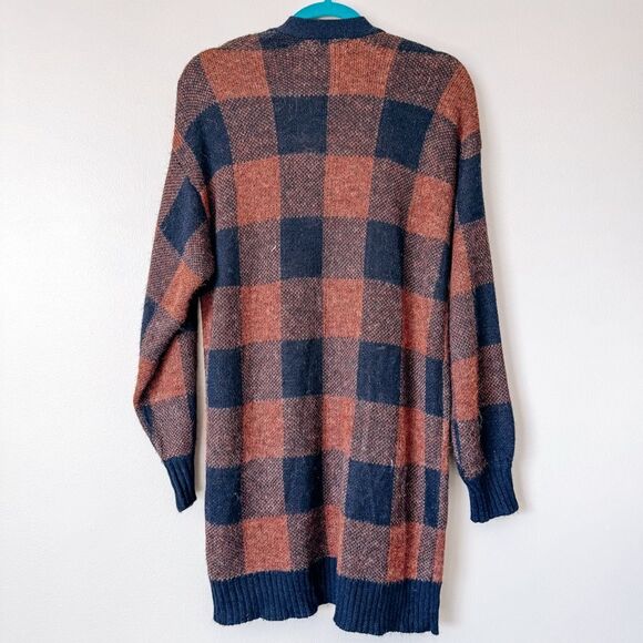 American Eagle Rust Plaid Soft Knit Open Front Cardigan Size XS - Picture 7 of 7